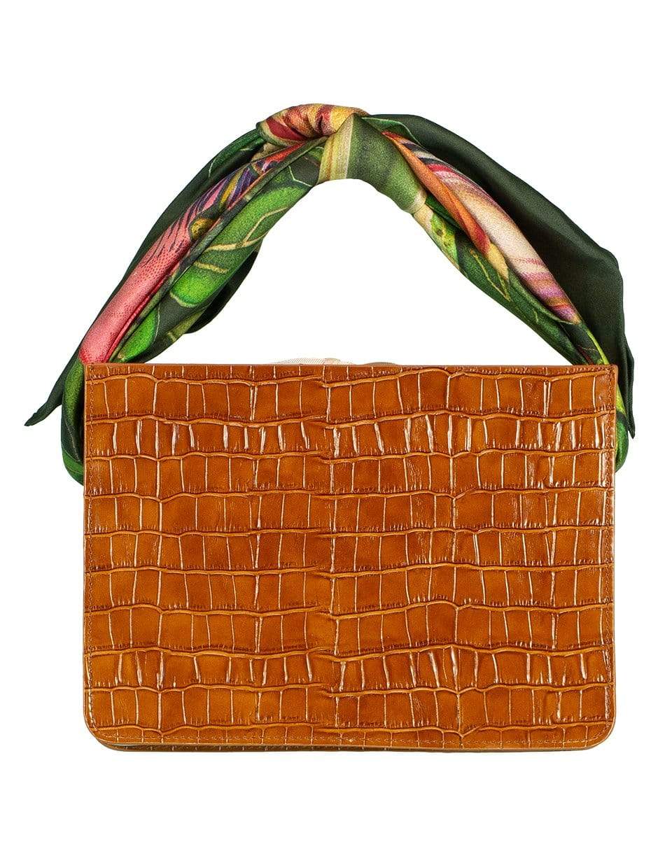 MONTUNAS-Leather Guaria Scarf Handle Bag-COGNAC
