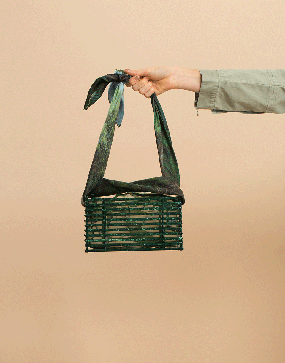 MONTUNAS-Jade Trellis Guaria Scarf Bag-GREEN