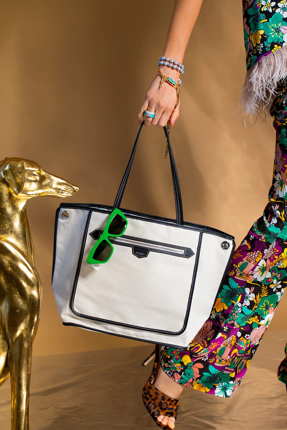 MOREAU-St Tropez Reverse Tote-CANVWHT