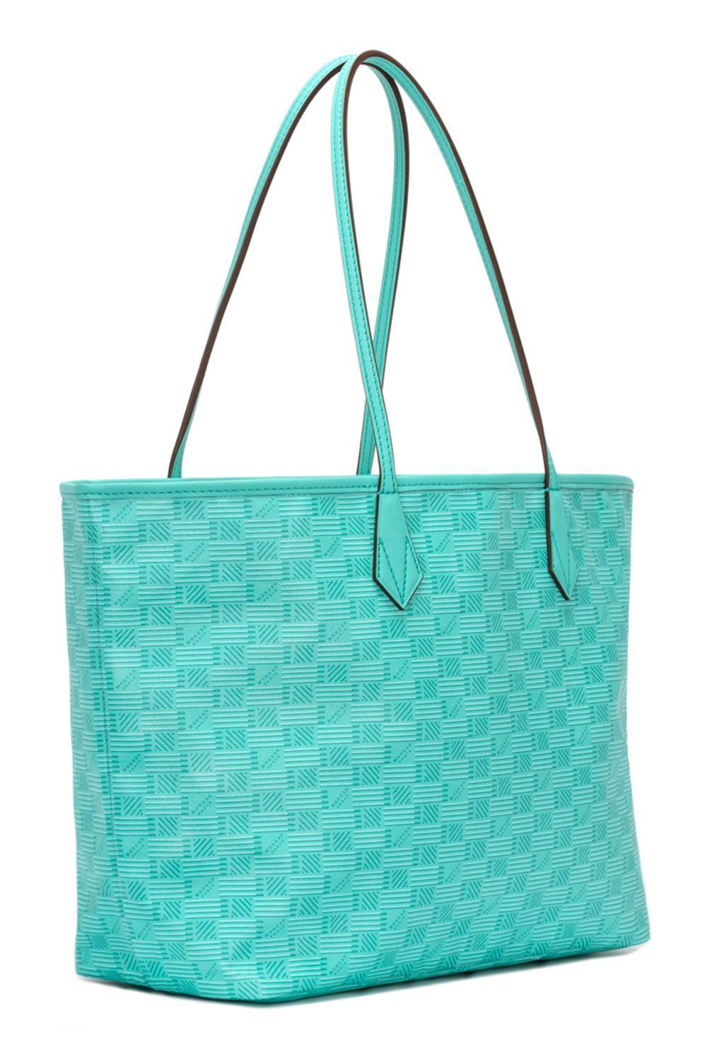 Saint Tropez Small Zip Tote - Turquoise Natural-GREEN-HANDBAGTOTES-MOREAU