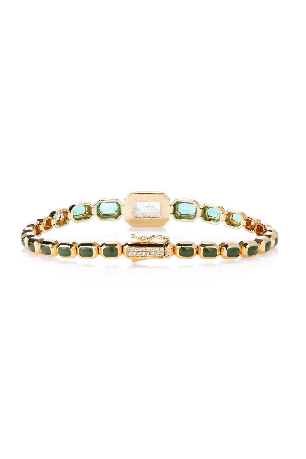 MORITZ GLIK-Emerald Enamel Tennis Bracelet-YELLOW GOLD