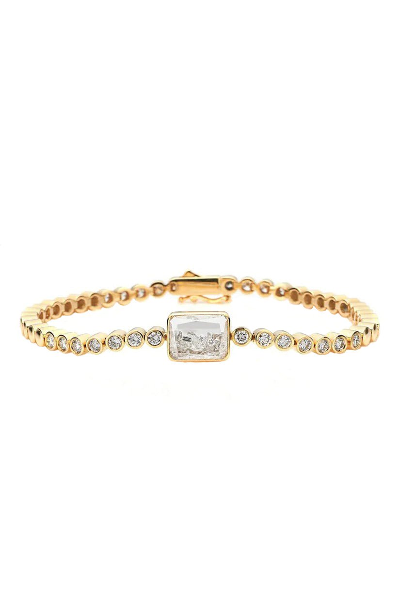 MORITZ GLIK-Meia Onda Tennis Bracelet - Cushion-YELLOW GOLD