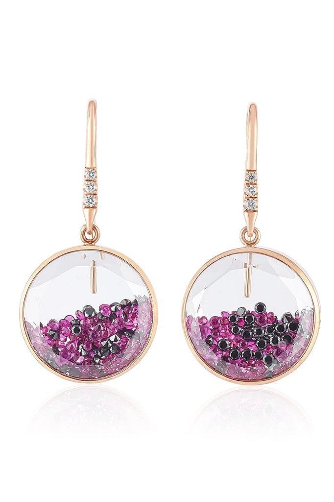 MORITZ GLIK-Core 15 Ruby and Black Diamond Earrings-ROSE GOLD