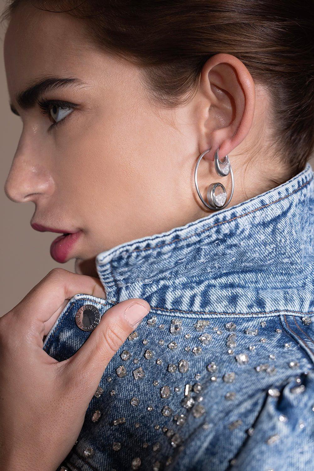 MORITZ GLIK-The Petite Purses Diamond Earrings-WHITE GOLD