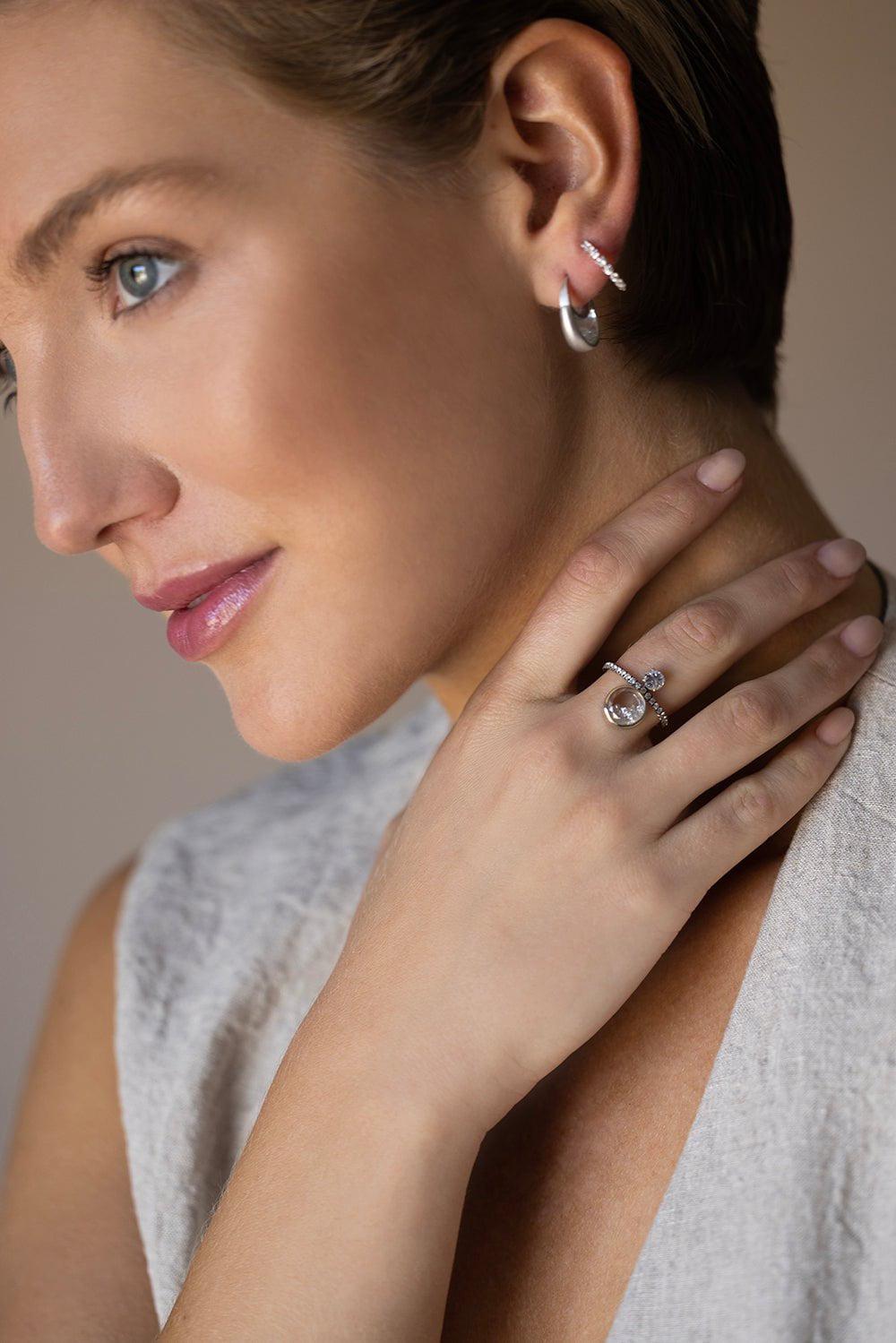 MORITZ GLIK-The Petite Purses Diamond Earrings-WHITE GOLD