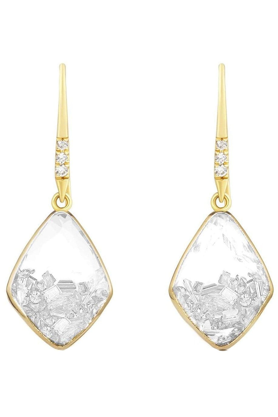 MORITZ GLIK-Baby Kite Diamond Shaker Earrings-YELLOW GOLD