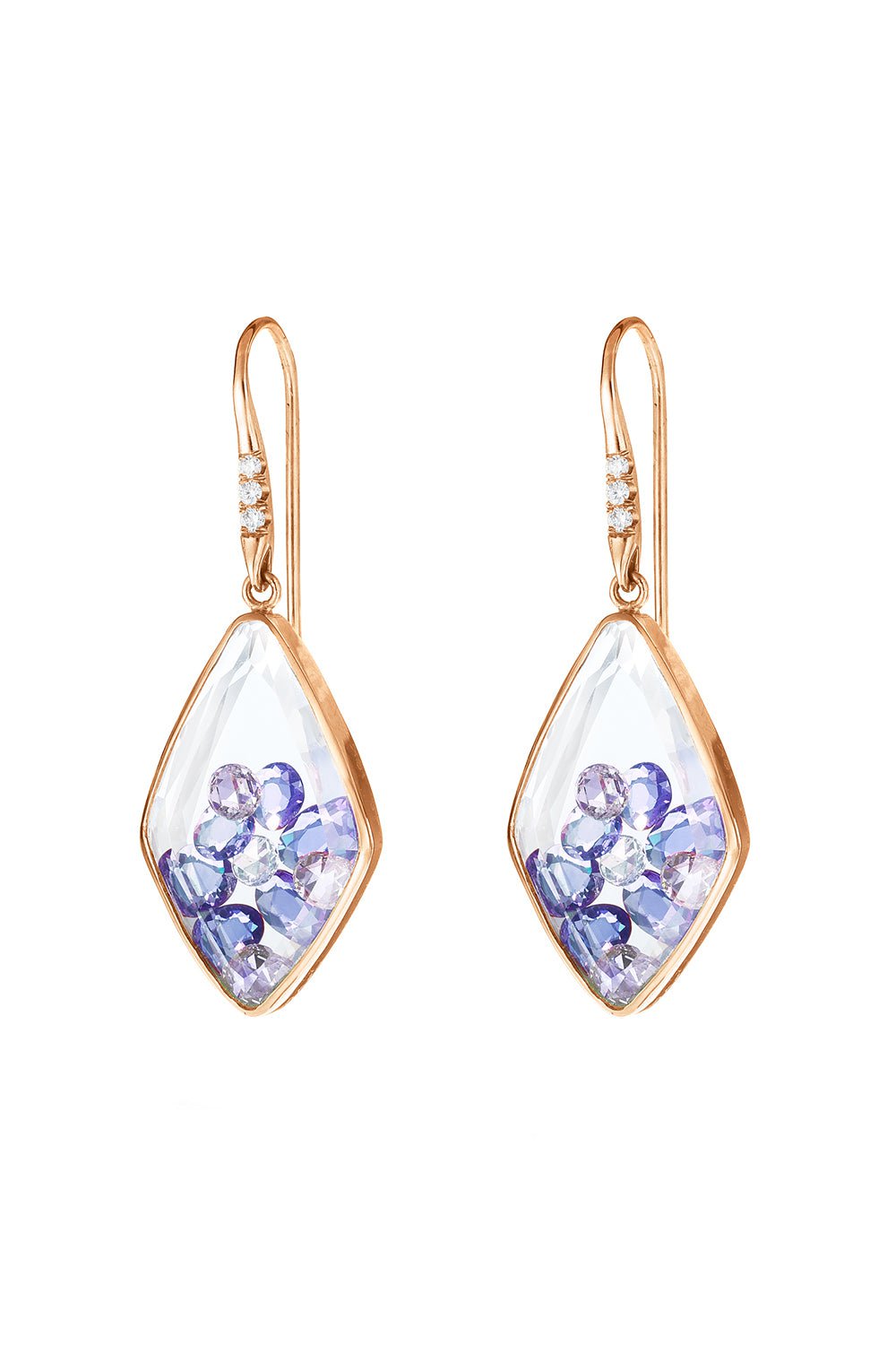 MORITZ GLIK-Blue Kite Earrings-YELLOW GOLD