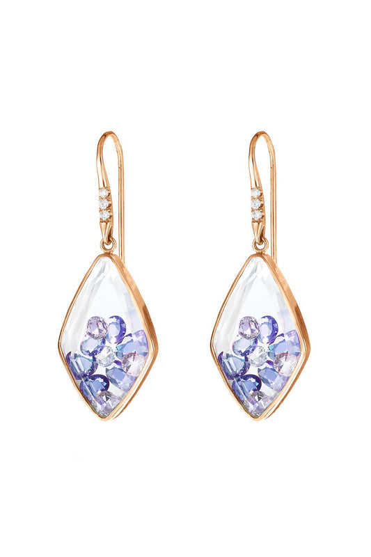 MORITZ GLIK-Blue Kite Earrings-YELLOW GOLD