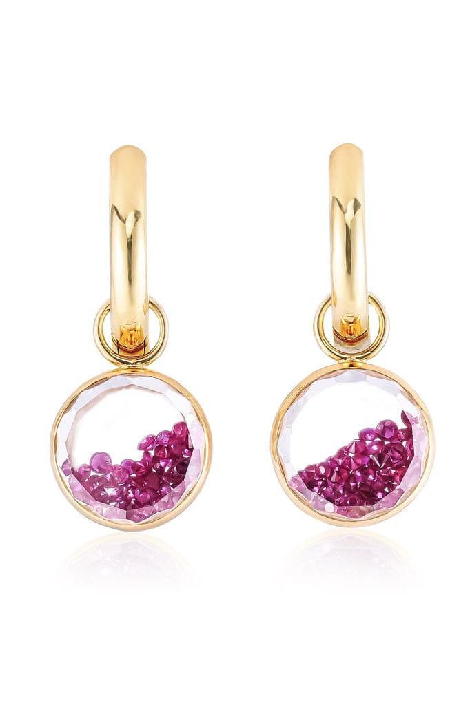 MORITZ GLIK-Ruby Shaker Huggies-YELLOW GOLD