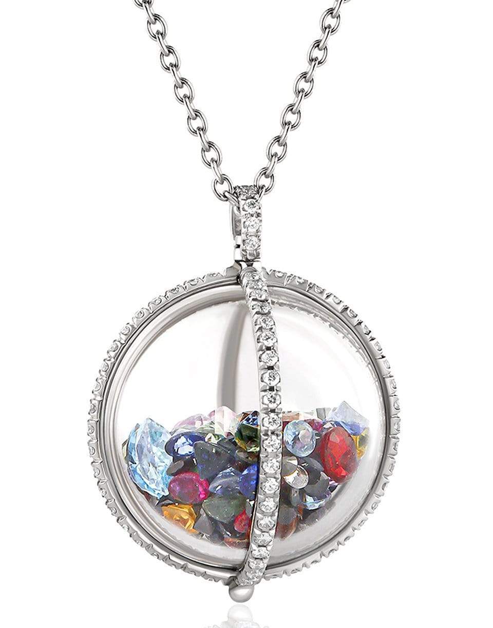 MORITZ GLIK-Confetti Globe Shaker Pendant Necklace-WHITE GOLD