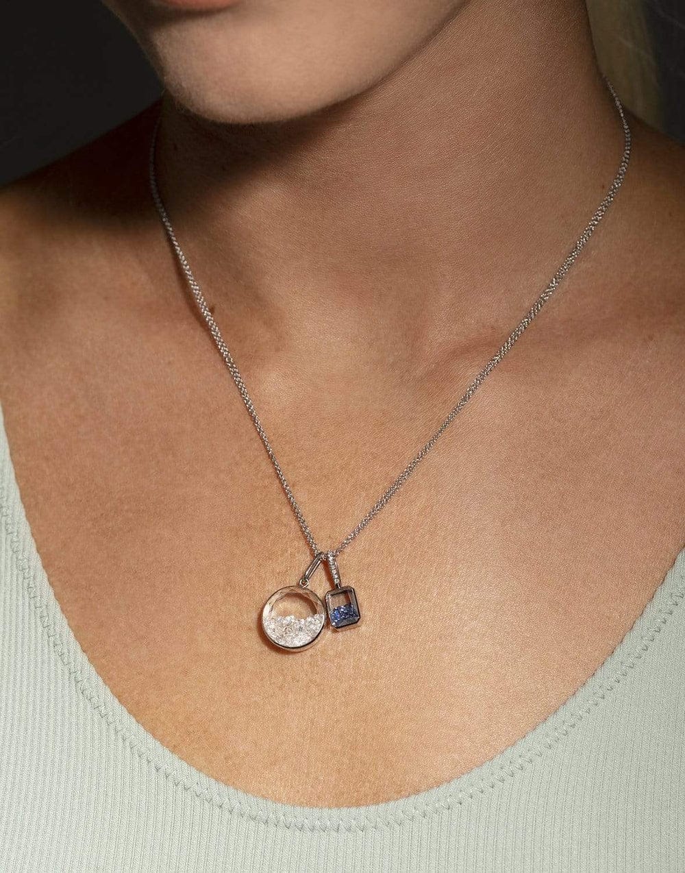 MORITZ GLIK-Core 15 Shaker Pendant Necklace-WHITE GOLD