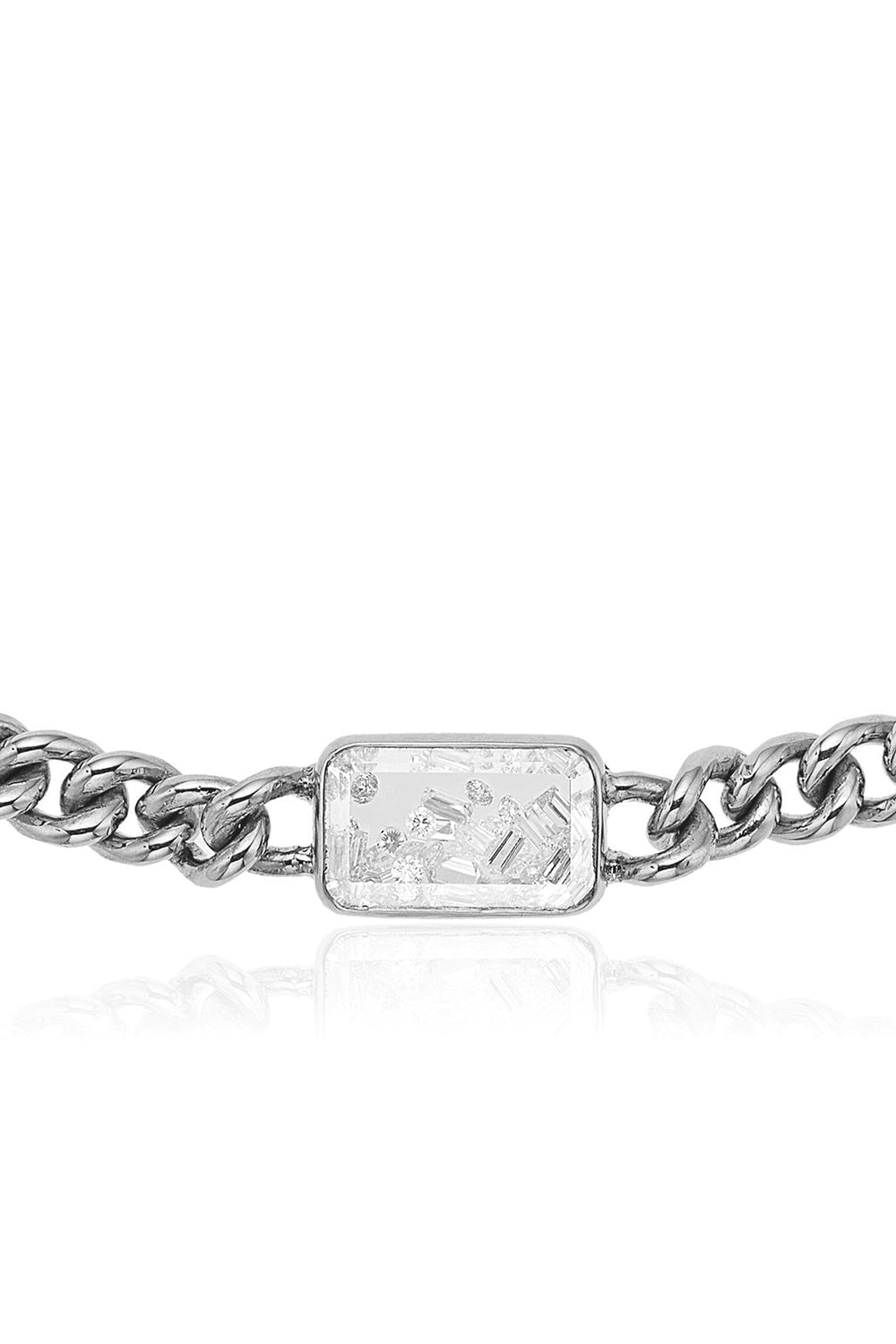 MORITZ GLIK-The Unidinho Curb Chain Choker Necklace-WHITE GOLD