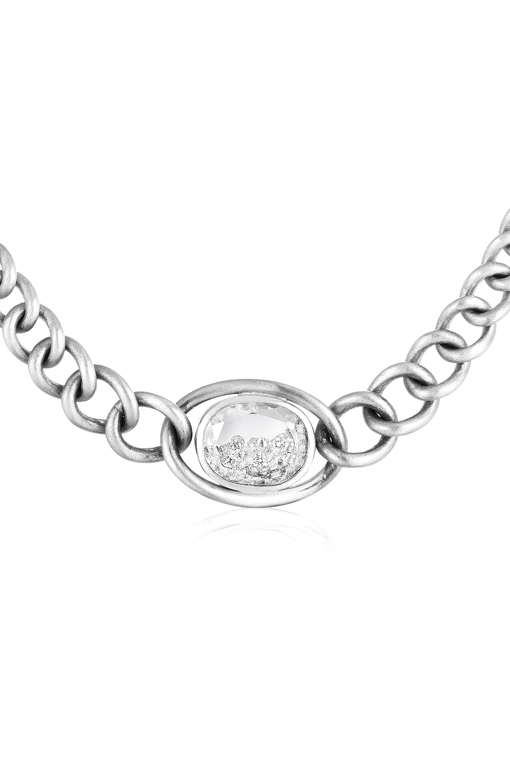 MORITZ GLIK-Cravo Curb Chain Necklace-WHITE GOLD