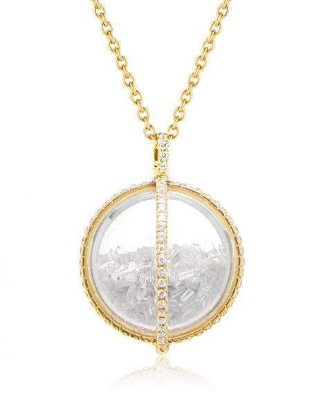 MORITZ GLIK-Diamond Globe Shaker Pendant Necklace-YELLOW GOLD