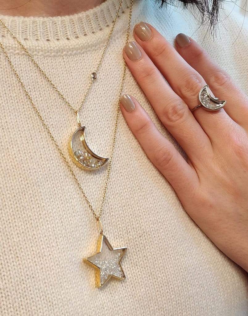 MORITZ GLIK-Diamond Star Shaker Pendant Necklace-YELLOW GOLD