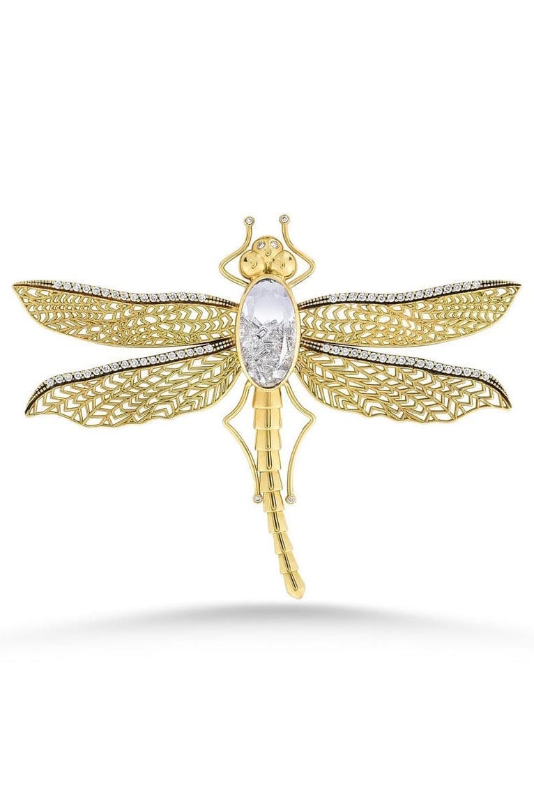 MORITZ GLIK-Dragonfly Brooch and Pendant-YELLOW GOLD