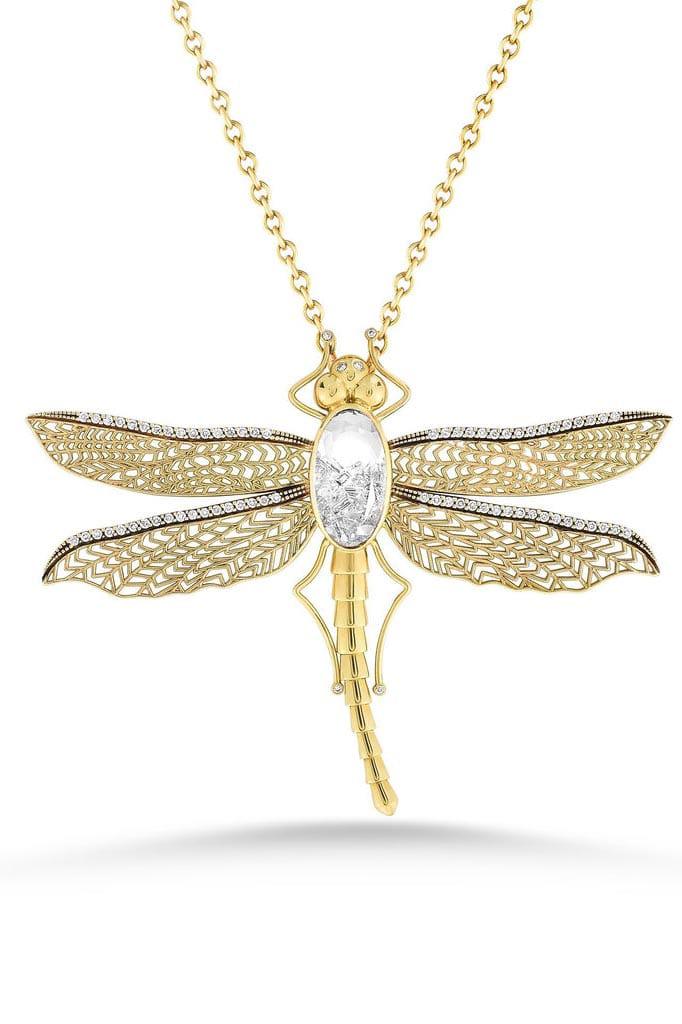 MORITZ GLIK-Dragonfly Brooch and Pendant-YELLOW GOLD