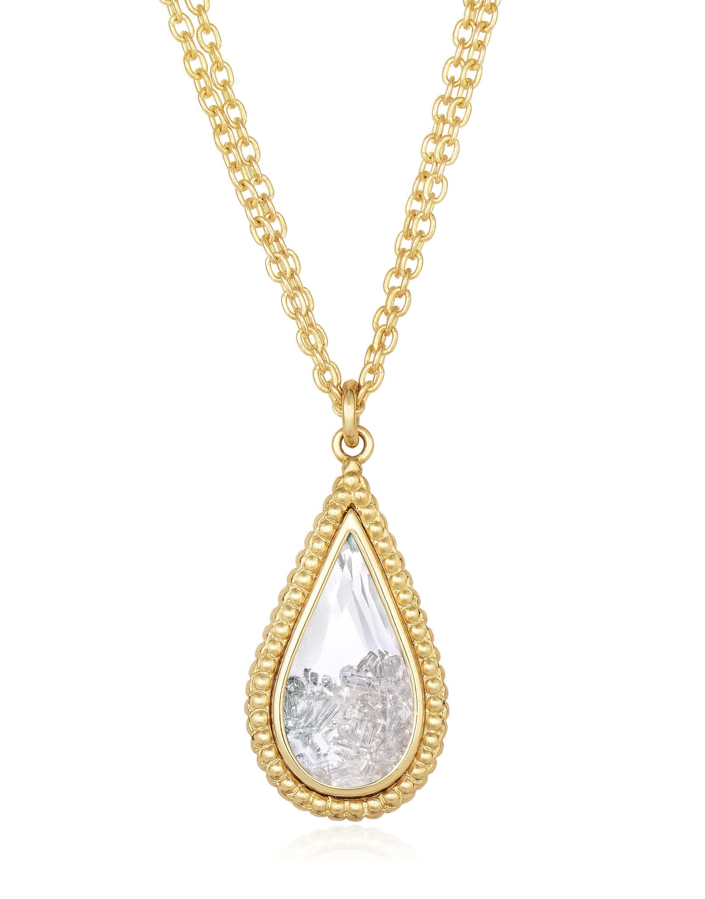 MORITZ GLIK-Tear Drop Shaped Pendant Necklace-YELLOW GOLD