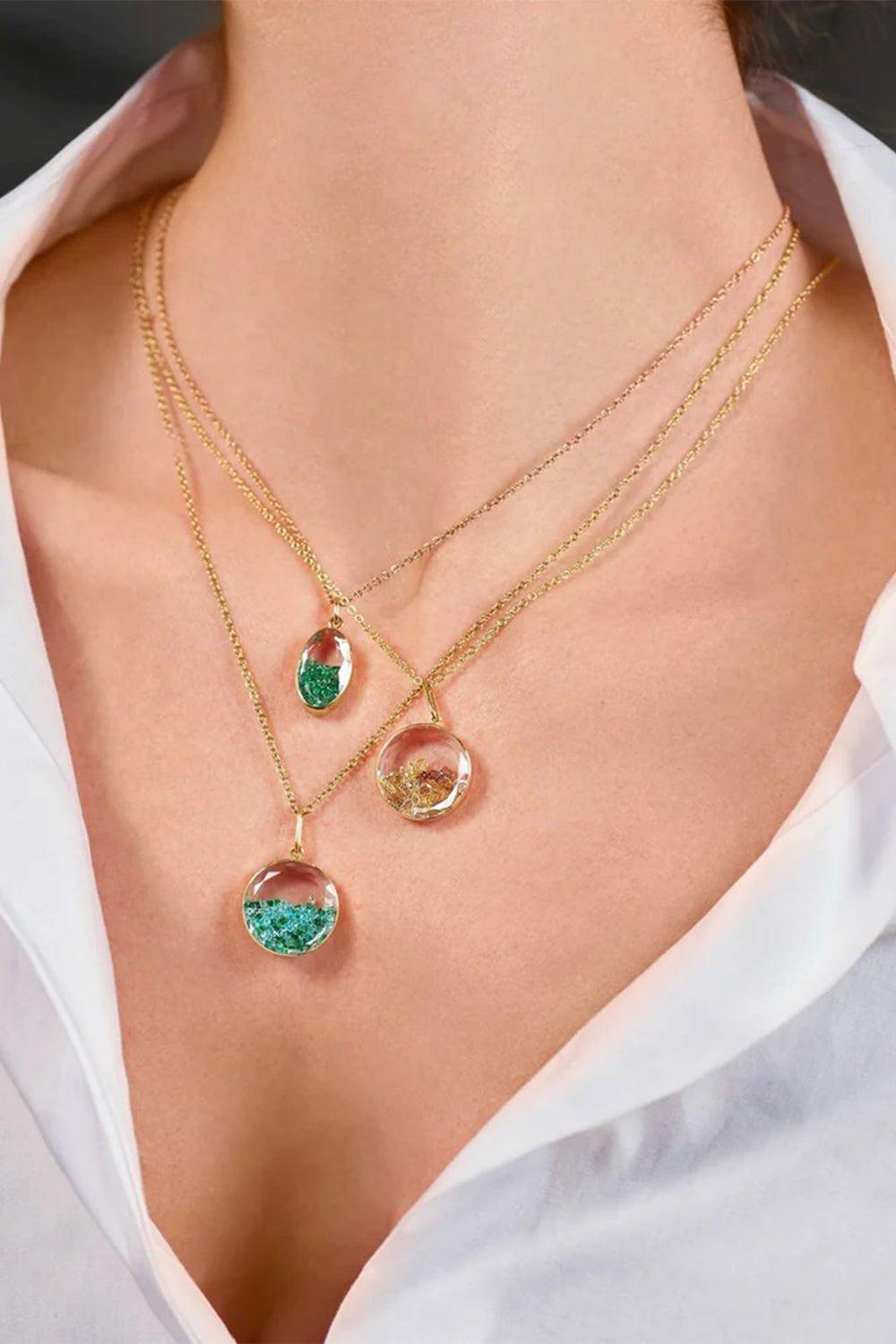 MORITZ GLIK-Core Oval Emerald Pendant-ROSE GOLD
