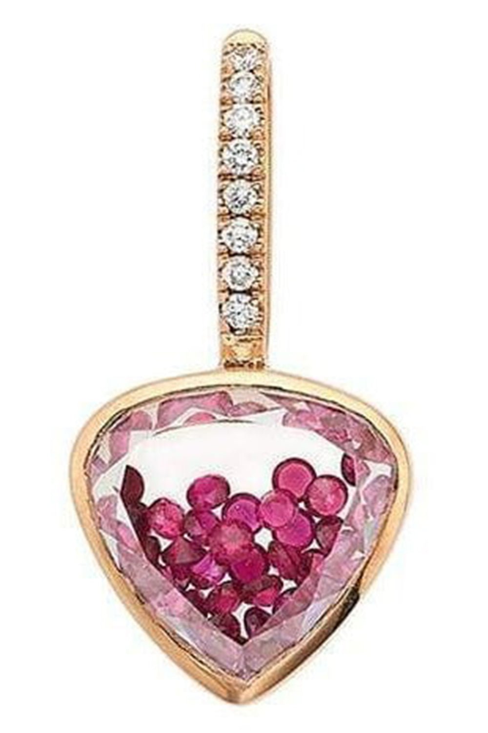 MORITZ GLIK-Naipes Ruby and Diamond Shaker Charm-ROSE GOLD