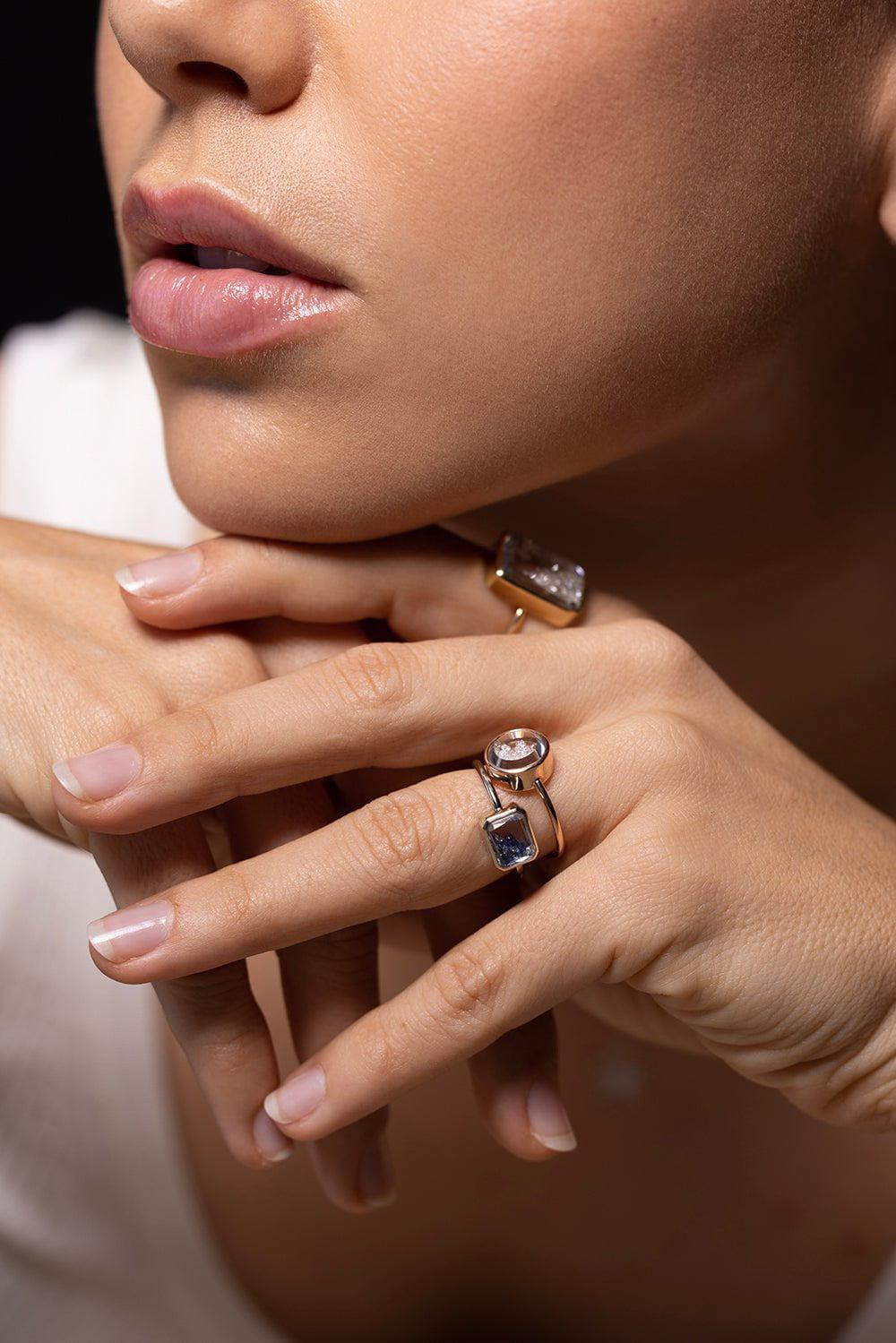 MORITZ GLIK-Esmerelda Sapphire Shaker Ring-WHITE GOLD