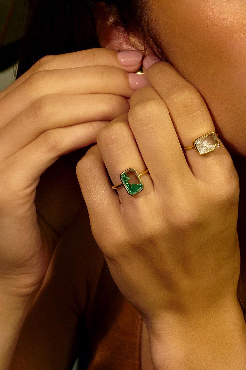 Emerald Petite Ten Fourteen Ring-YELLOW GOLD-6.5-JEWELRYFINE JEWELRING-MORITZ GLIK