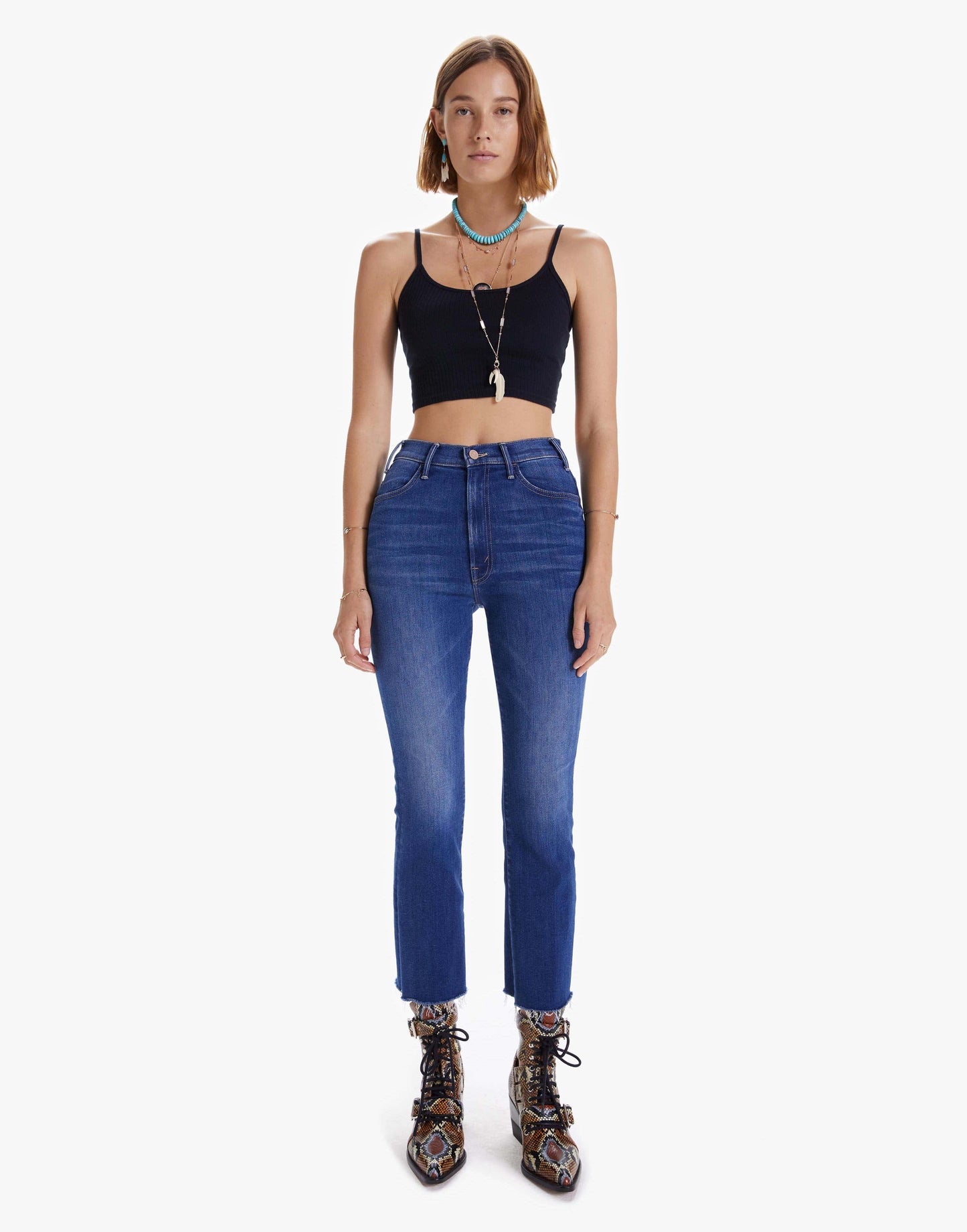 MOTHER-The Hustler Ankle Fray Denim - Ball of Yarn-