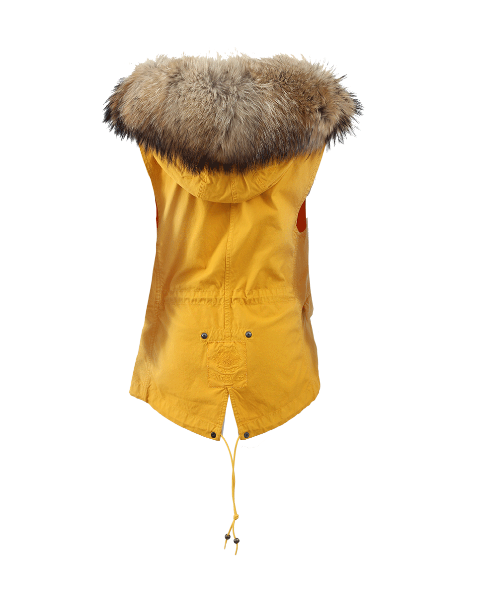 MR & MRS ITALY-Mini Vest With Fur Hood-YLLW/NAT