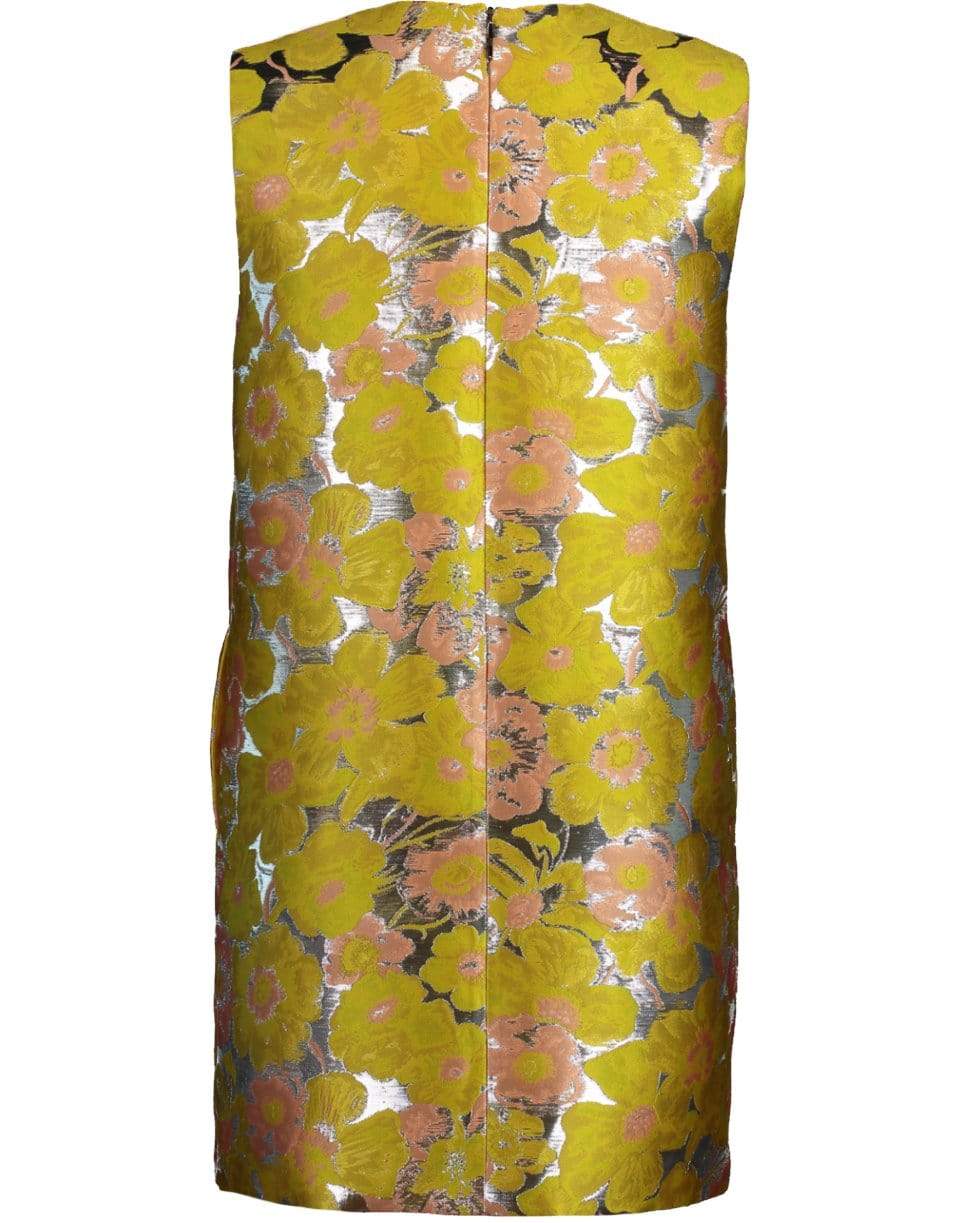 MSGM-Metallic Floral Jacquard Shift Dress-