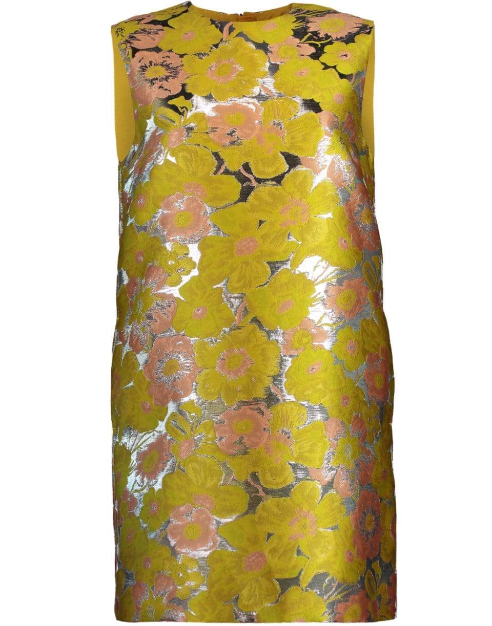 MSGM-Metallic Floral Jacquard Shift Dress-