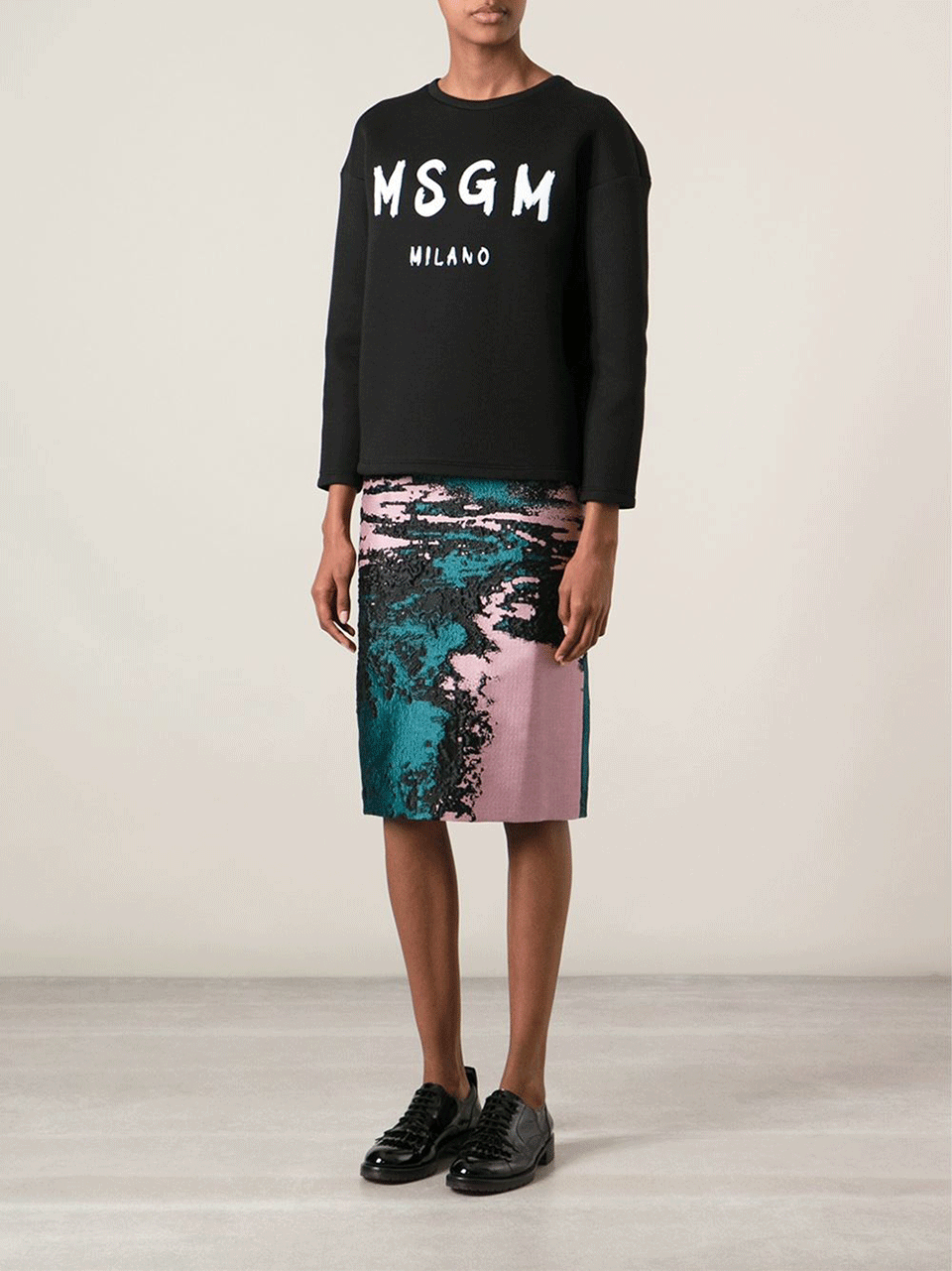 MSGM-Jacquard Textured Pencil Skirt-