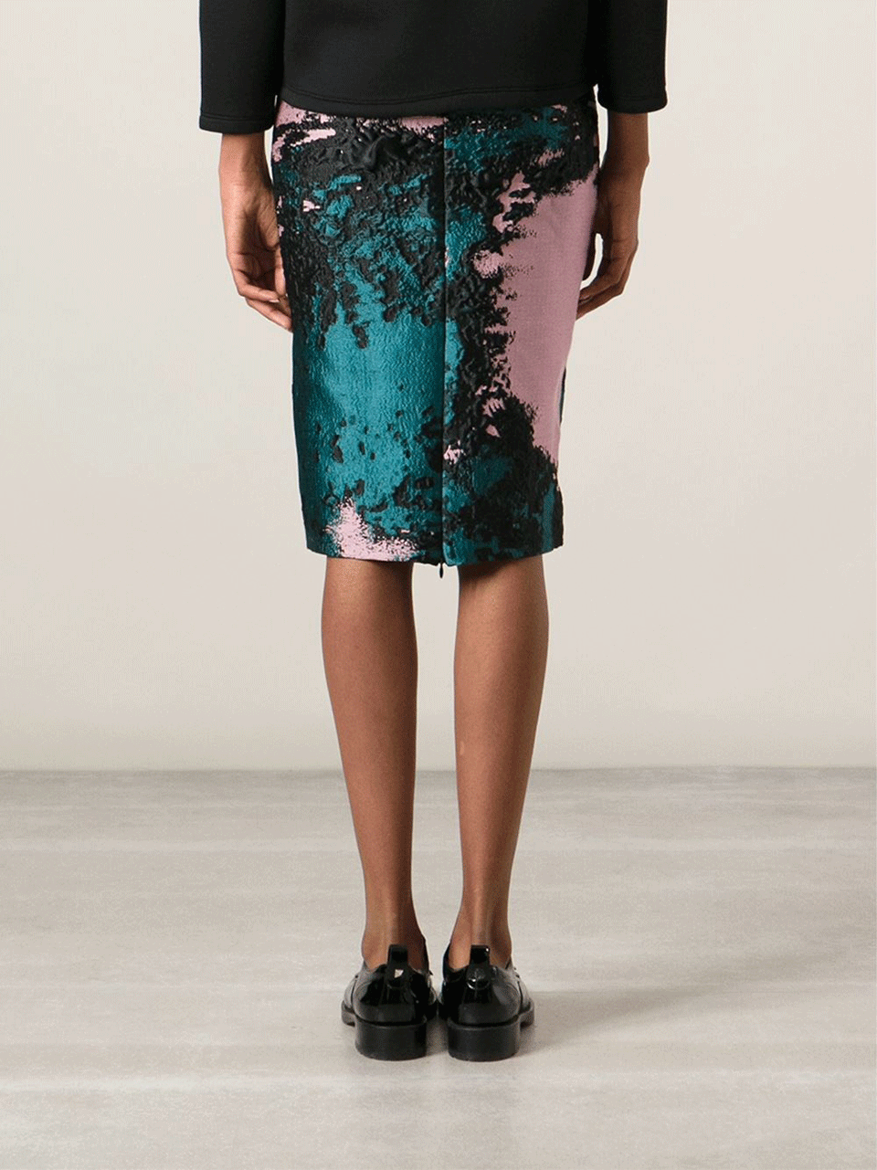 MSGM-Jacquard Textured Pencil Skirt-