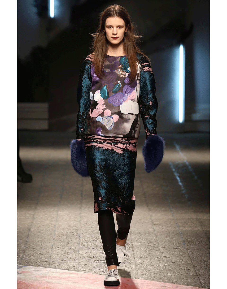 MSGM-Jacquard Textured Pencil Skirt-