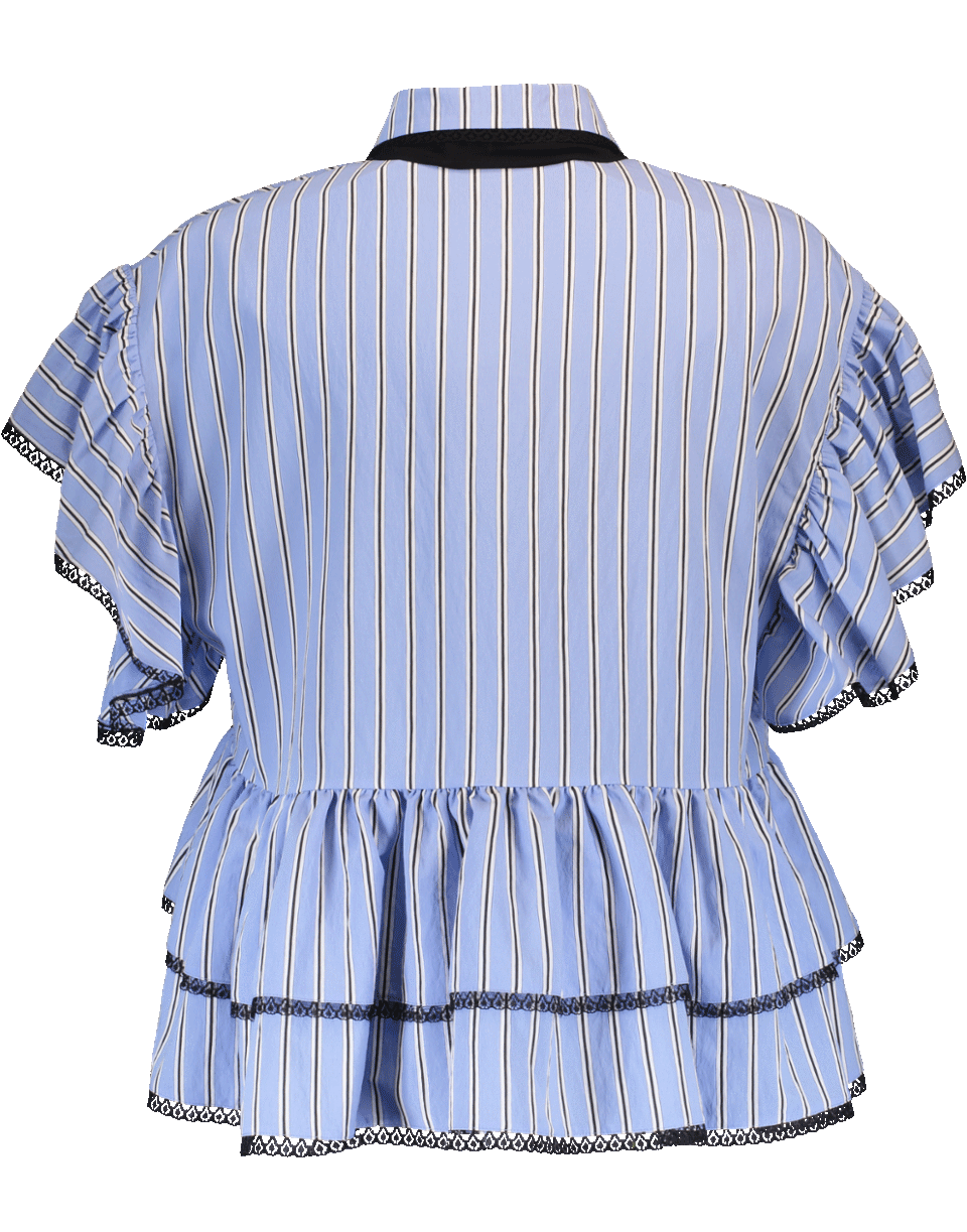 MSGM-Striped Ruffle Blouse-
