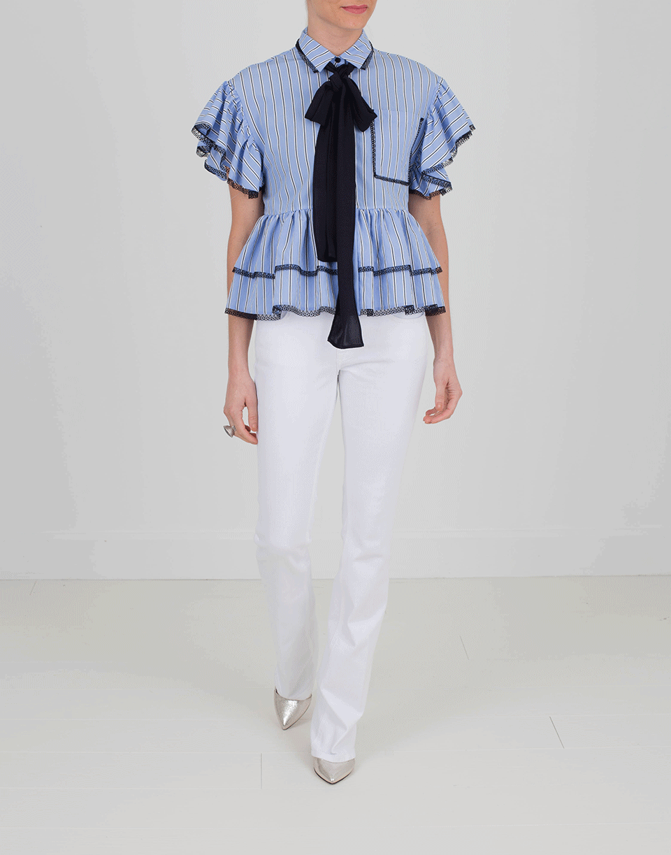 MSGM-Striped Ruffle Blouse-