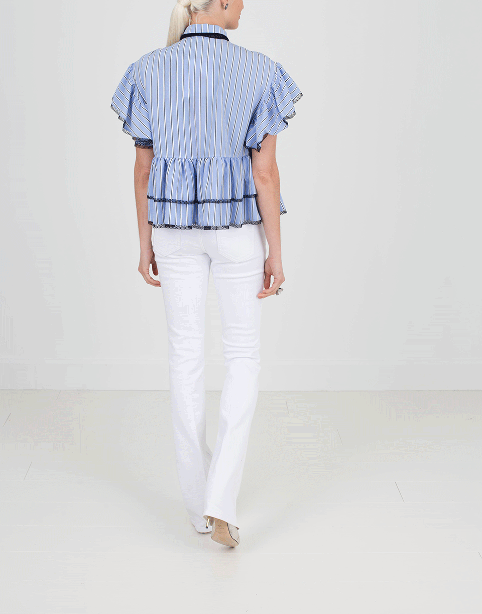 MSGM-Striped Ruffle Blouse-