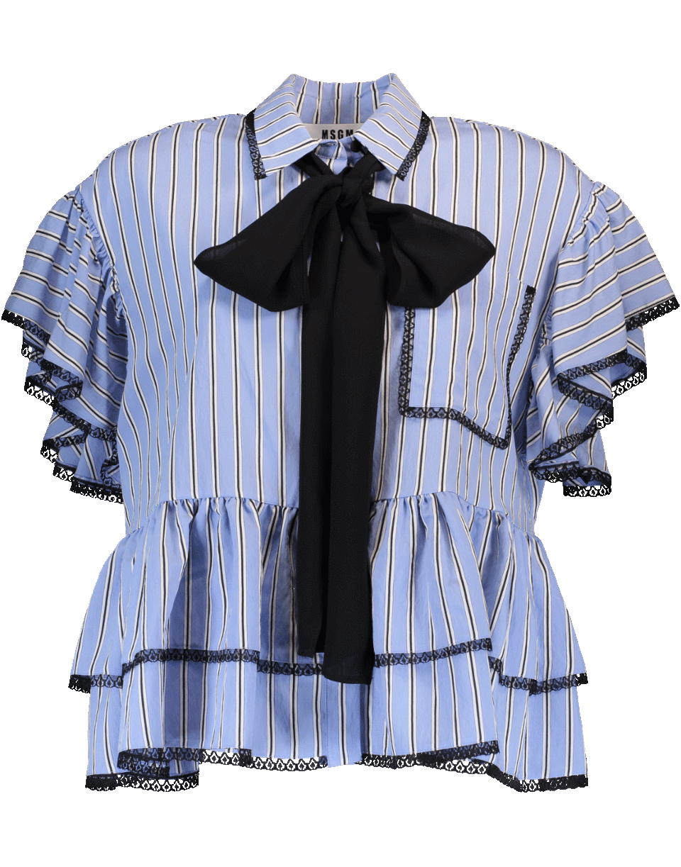 MSGM-Striped Ruffle Blouse-