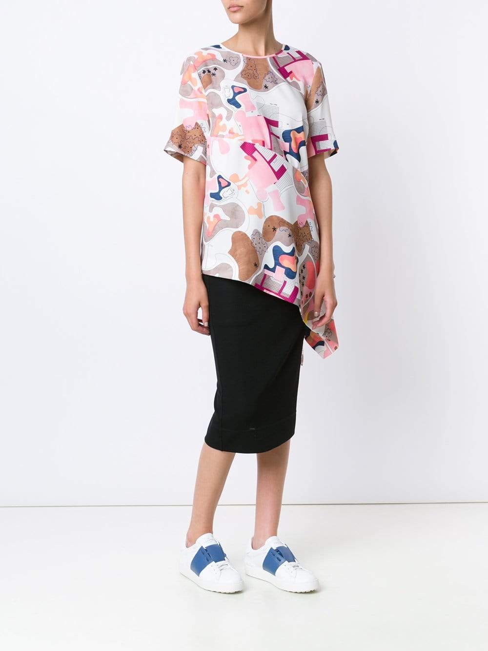 MSGM-Asymmetrical Printed Top-