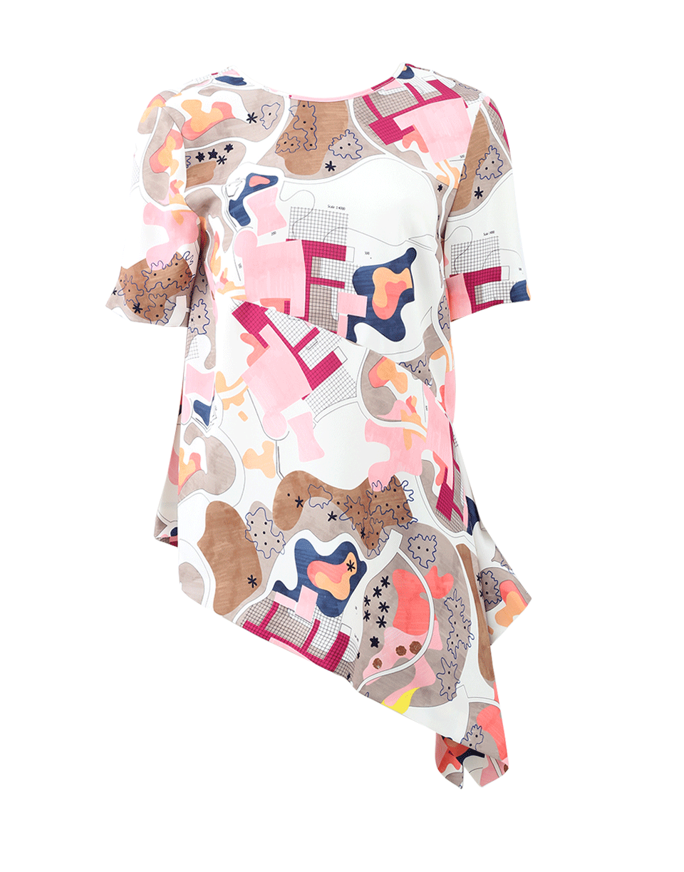 MSGM-Asymmetrical Printed Top-