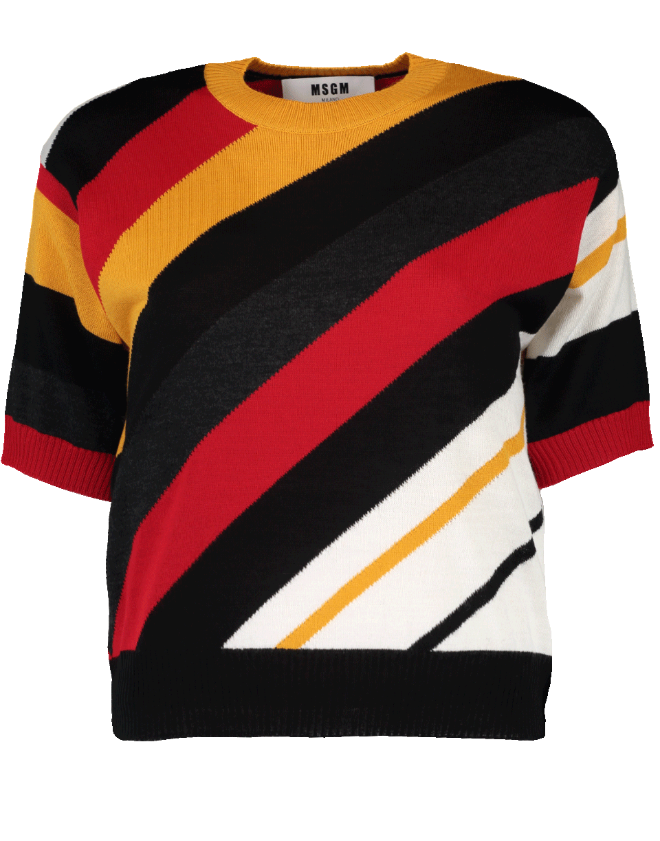 MSGM-Diagonal Striped Knit Sweater-