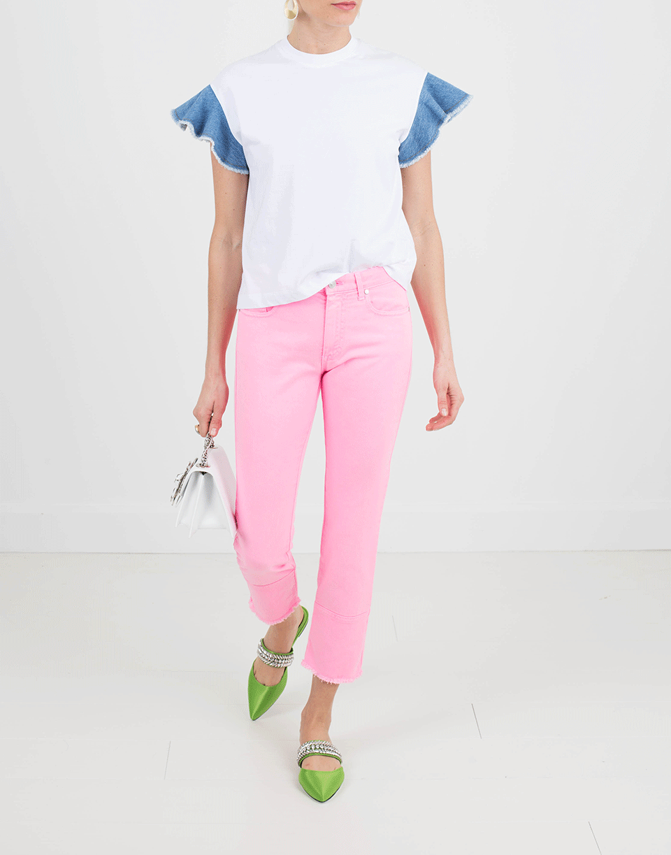 MSGM-Denim Sleeve T-Shirt-