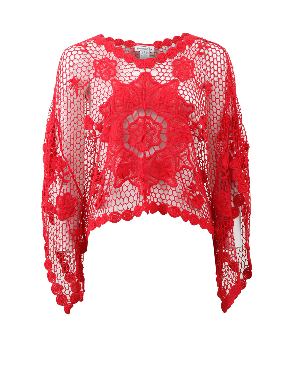 MUCHE ET MUCHETTE-Crochet Poncho-RED