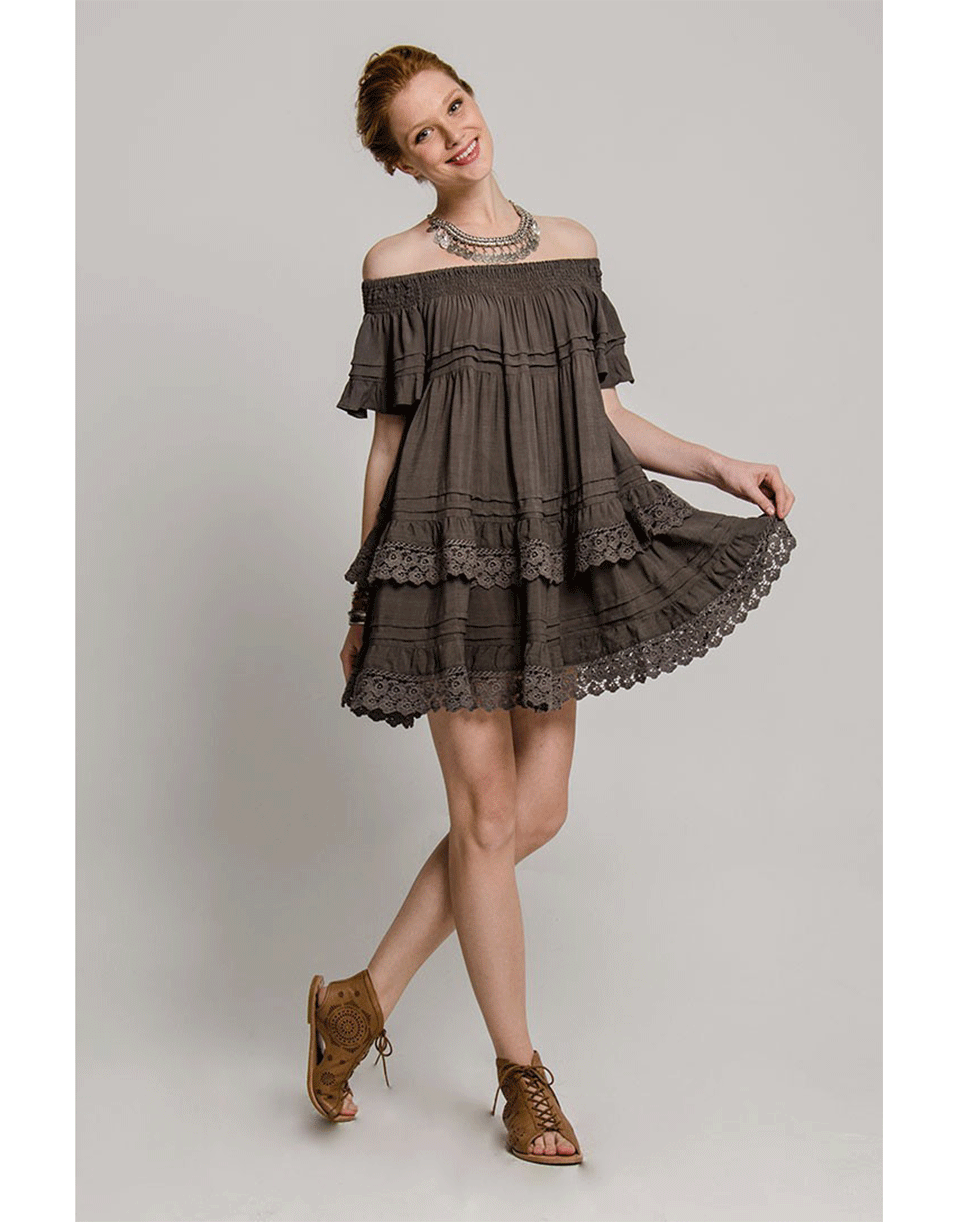 MUCHE ET MUCHETTE-Esmeralda Lace Dress-GREY