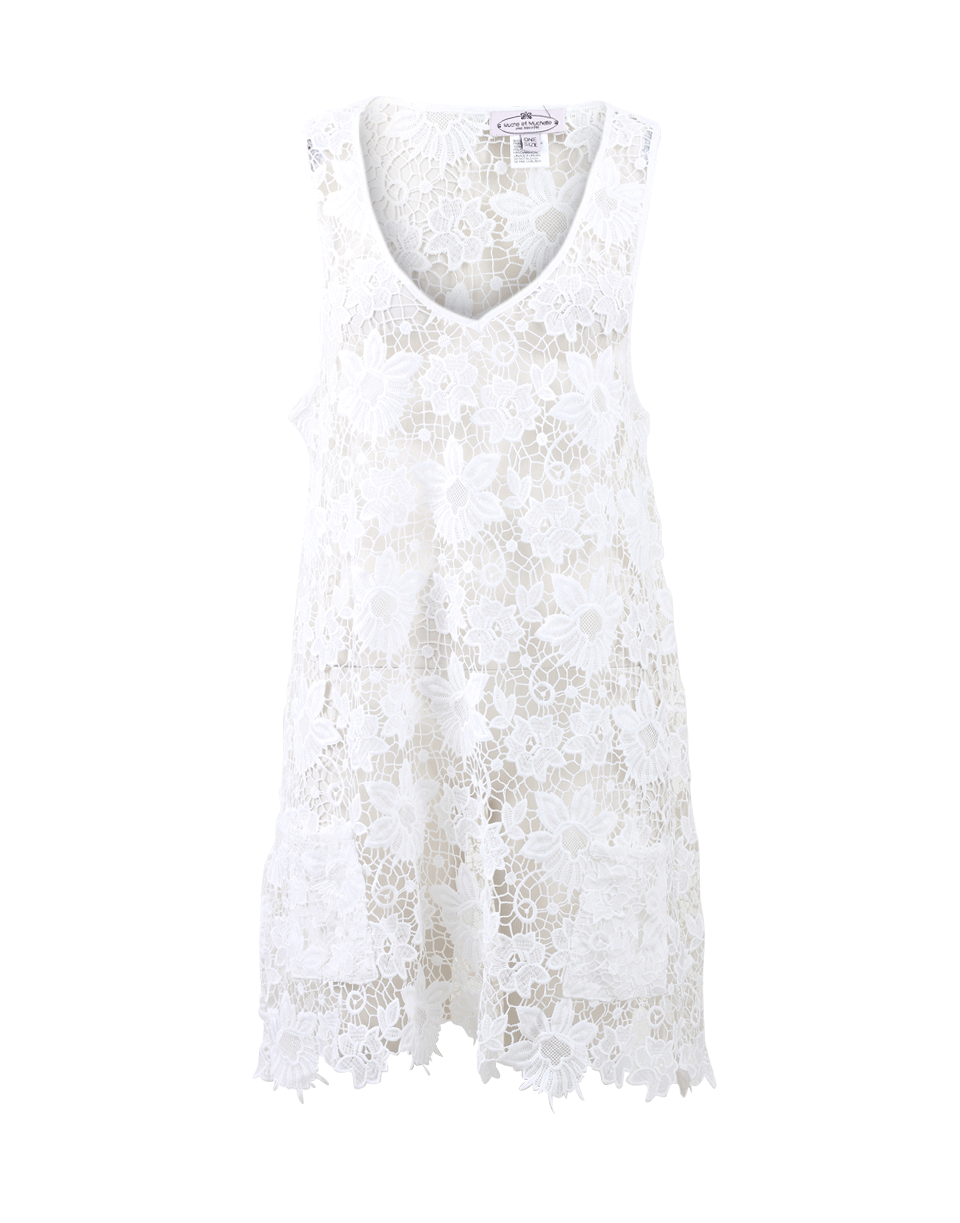 MUCHE ET MUCHETTE-Wild Lace T-Shirt Dress-WHITE