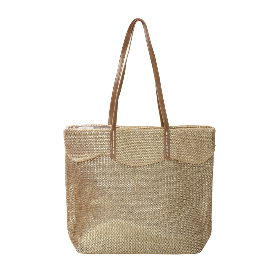 MUCHE ET MUCHETTE-Metallic Mesh Ruffle Tote-GOLD