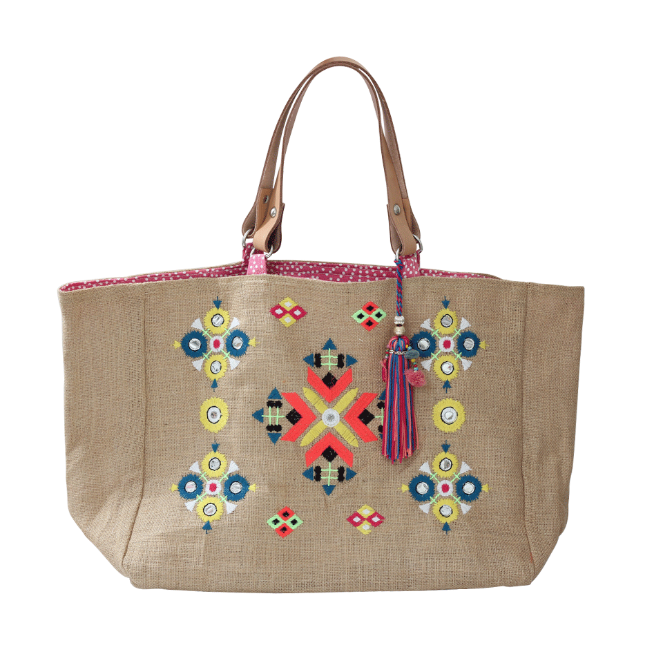 MUCHE ET MUCHETTE-Zahara Embroidered Tote-NATURAL