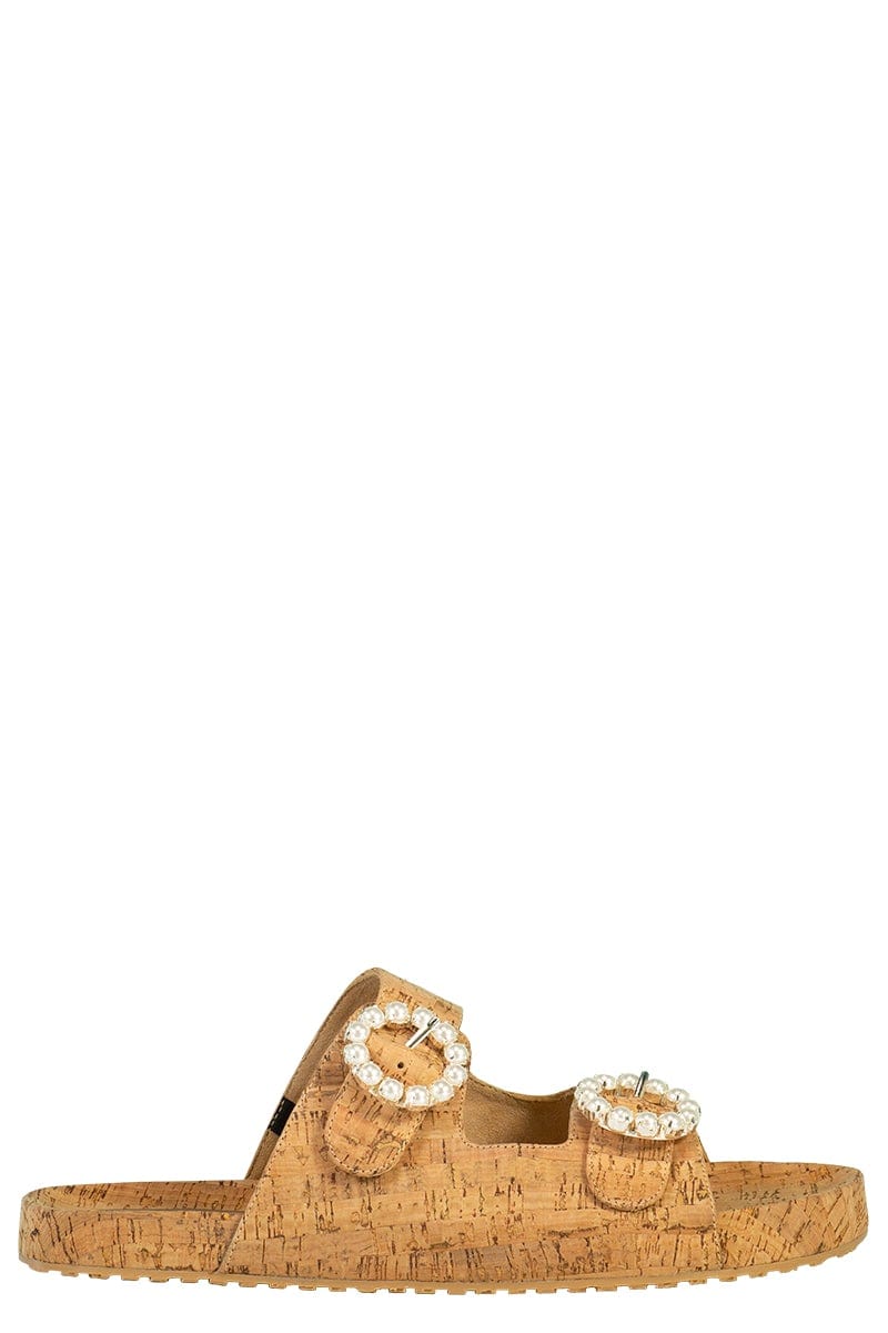 MYSTIQUE-Cork Pearl Flat Sandal-