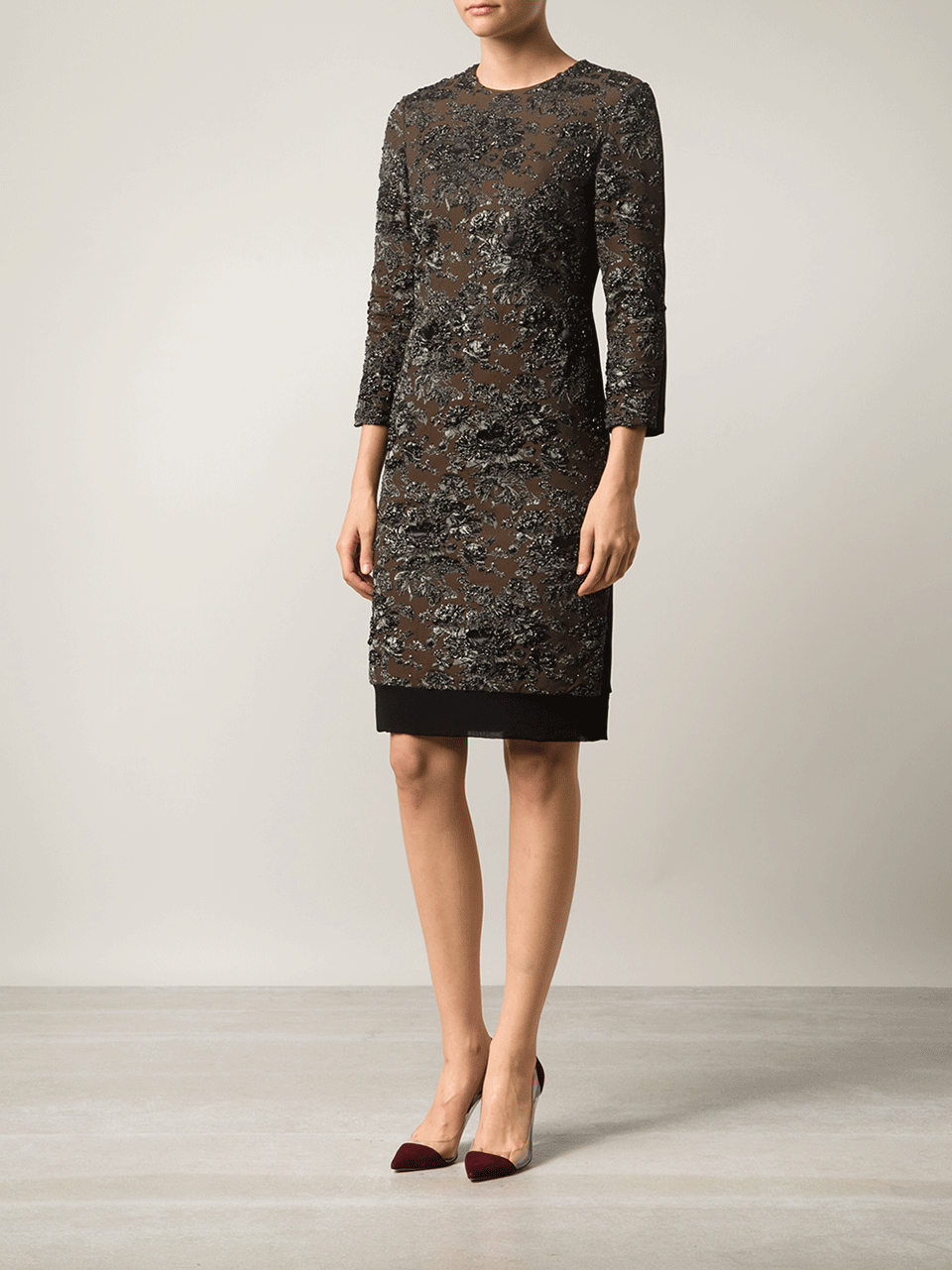 N0.21-Lame Floral Embroidered Dress-