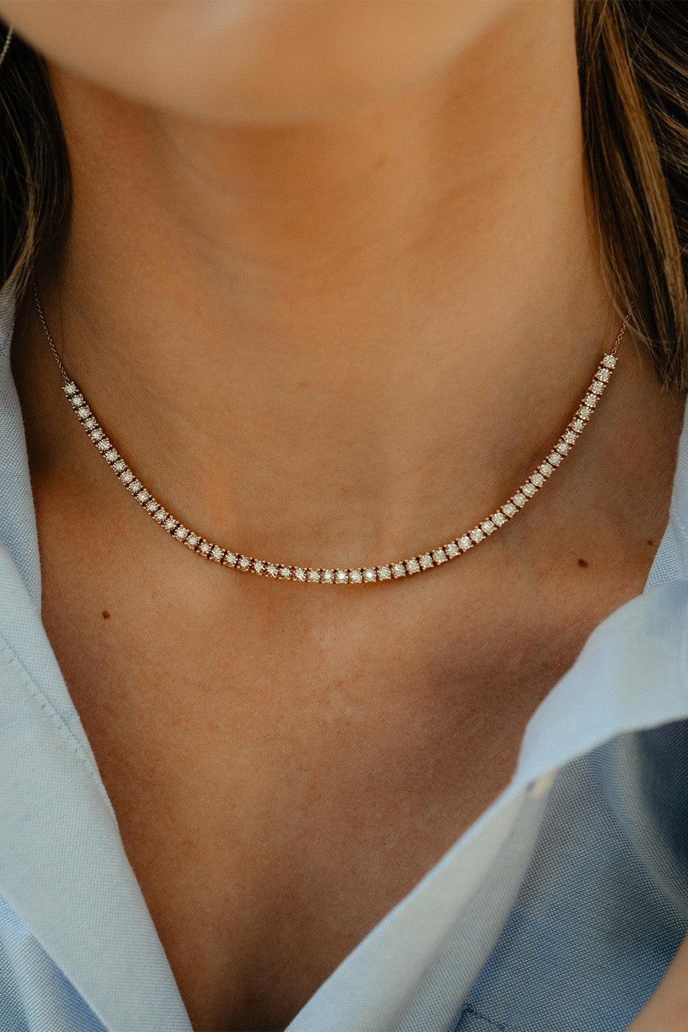 Diamond Ava Bea Tennis Necklace - Yellow Gold-YELLOW GOLD-JEWELRYFINE JEWELNECKLACE O-DANA REBECCA DESIGNS