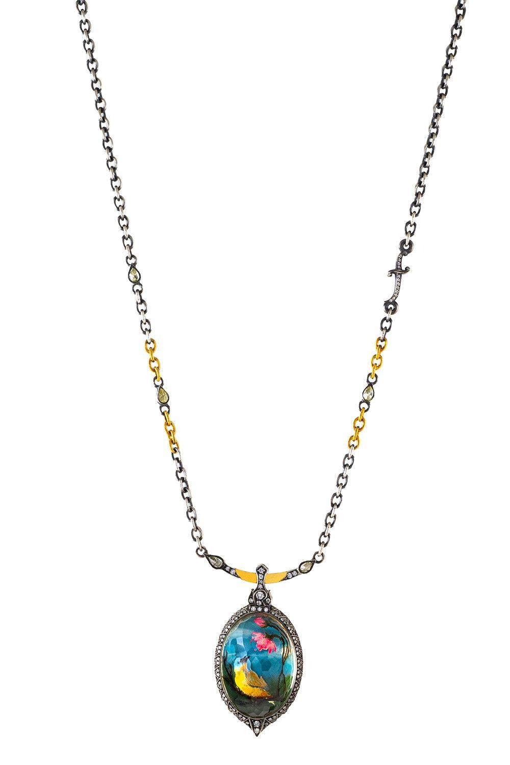 Carved Quartz Bird Necklace-YELLOW GOLD-JEWELRYFINE JEWELNECKLACE O-SEVAN BICAKCI